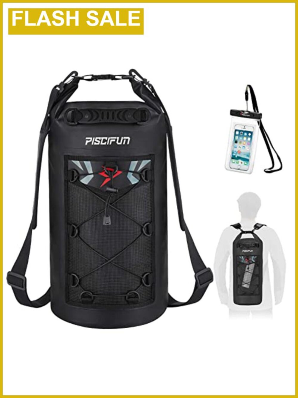 Piscifun 30L Waterproof Dry Bag Backpack PVC Floatable with Phone Case